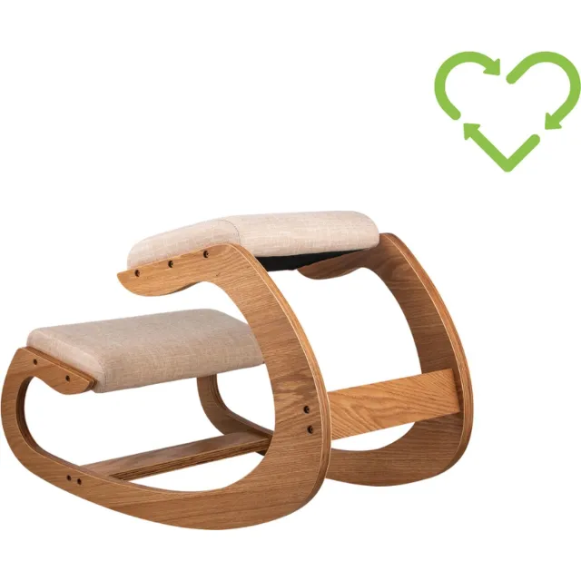Thuys Kniestoel - Ergonomische Bureaustoel - Duurzaam Hout - Naturel Linnen - Tot