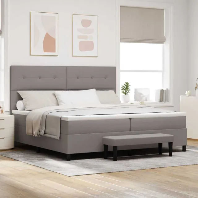 vidaXL Boxspringbed met hoofdeinde Taupe 200 x 200 cm Stof