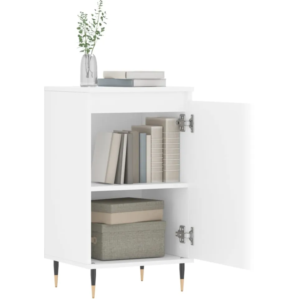 vidaXL Dressoirs 2 st 40x35x70 cm bewerkt hout wit, foto 4