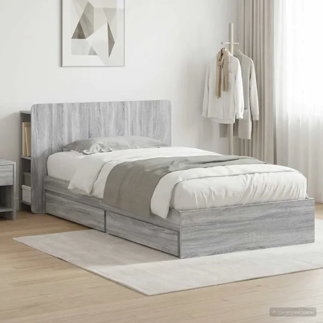 vidaXL Bedframe met opslag Grijs Sonoma 100 x 200 cm Bewerkt hout