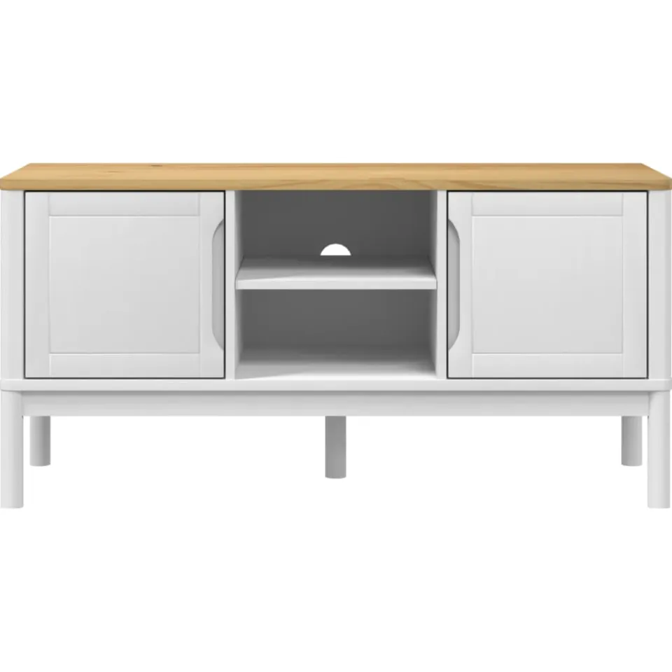vidaXL Tv-meubel FLORO 114x43x55 cm massief grenenhout wit, foto 4