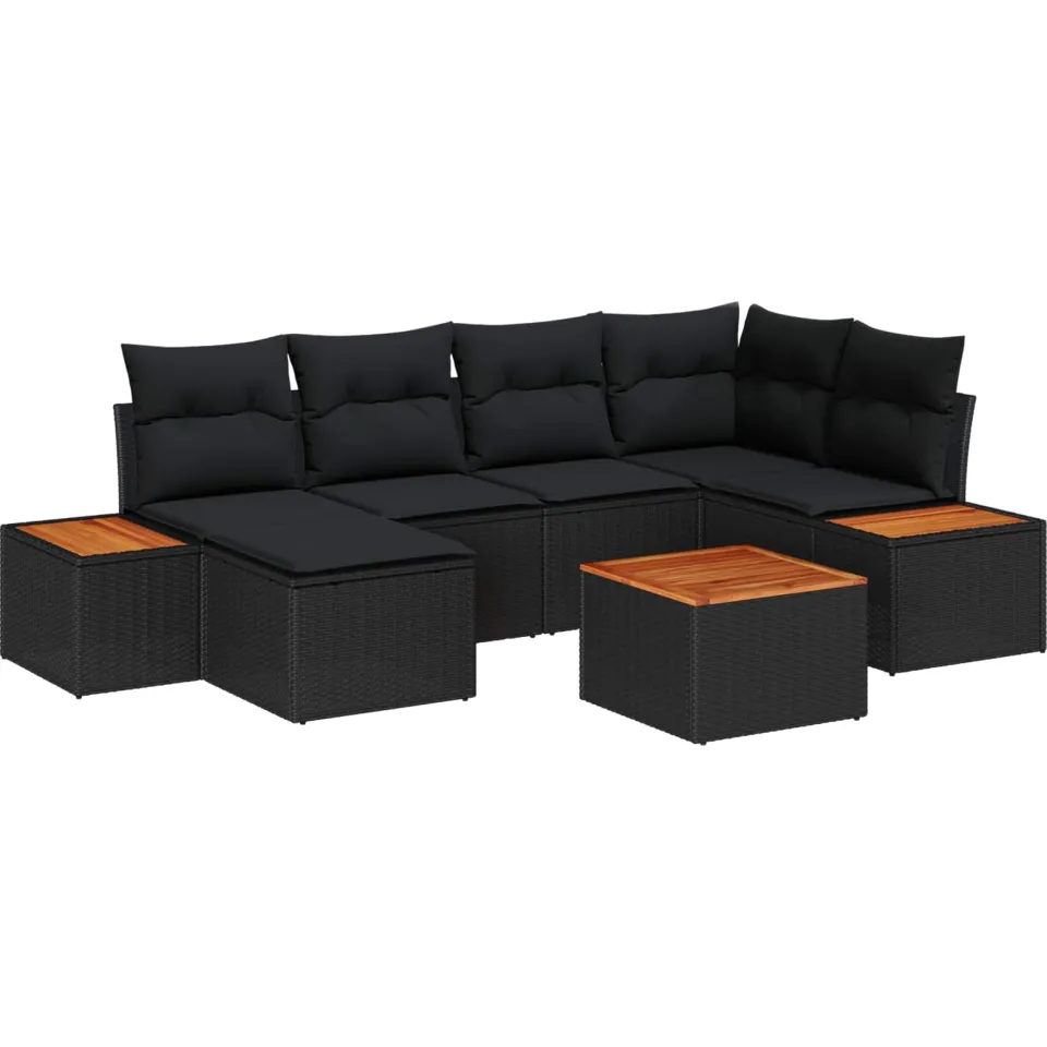 vidaXL Tuin Sofa Set 7 st Zwart poly rattan