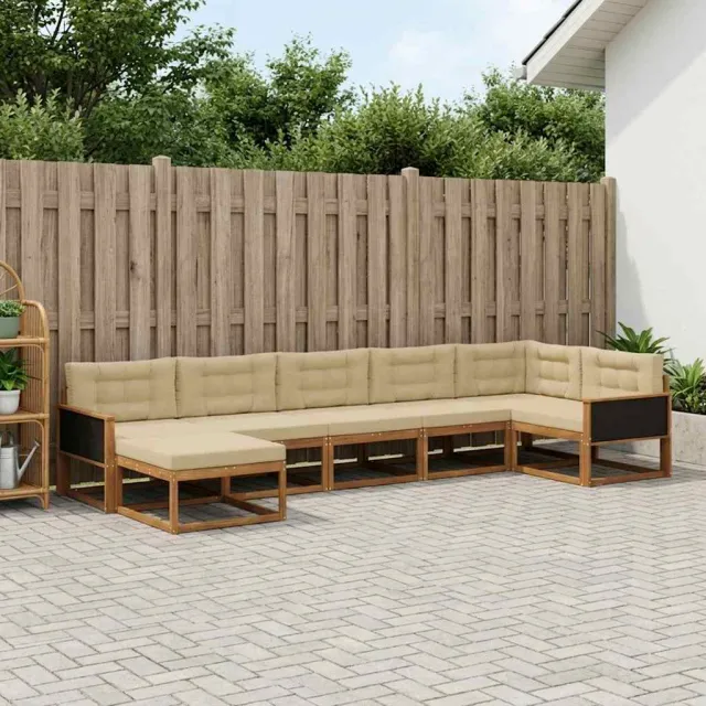 vidaXL Buiten bankenset 7 st 7-zits Natuurlijk en Beige