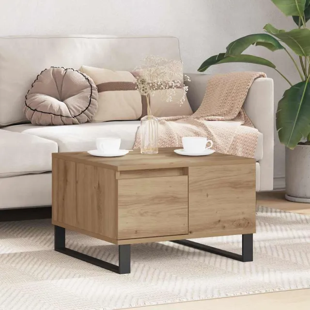 vidaXL Salontafel Artisan Eiken 55 x 55 x 36,5 cm Bewerkt hout, foto 2