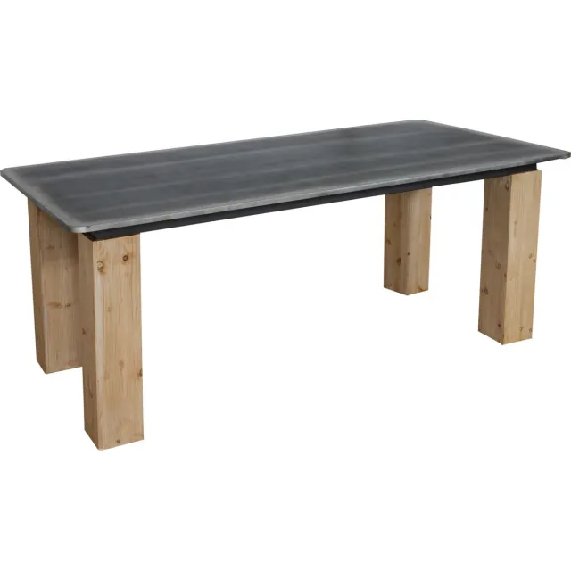 MCW Eettafel MCW-L76, eetkamertafel, industrieel massief hout MVG-gecertificeerd 200x100cm, naturel met metaal look bruin