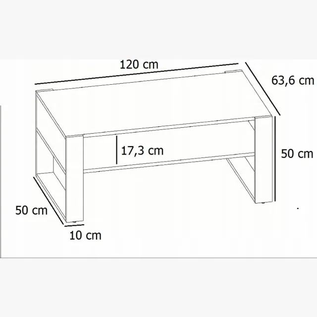 Per La Vita Kaja 120 - Salontafel - 120 x 63,6 cm - Wit/Zwart Wit;Zwart