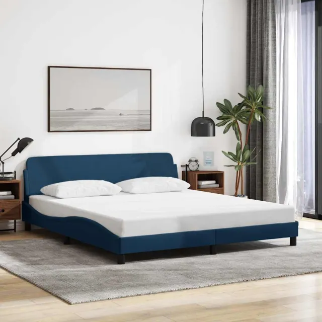 vidaXL Bedframe met hoofdeinde "Dover" 180x200 cm stof blauw