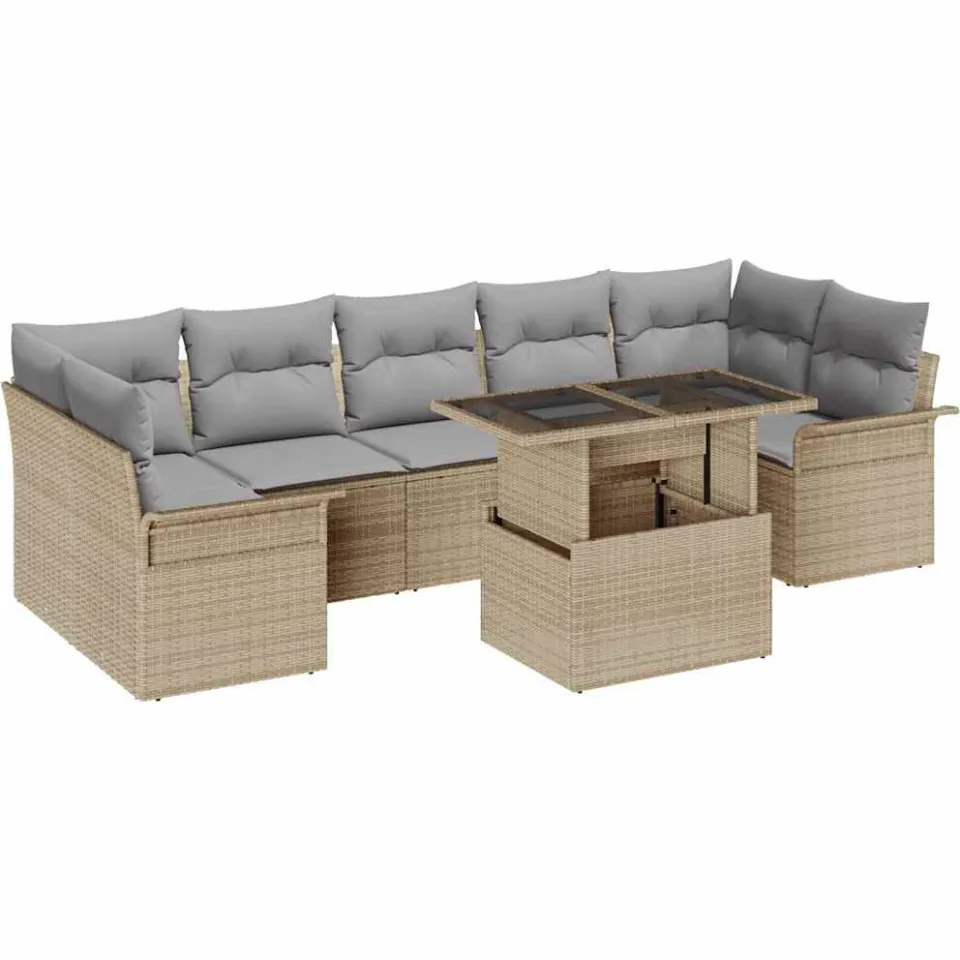 vidaXL Tuin Sofa Set 8 st Beige [Synthetisch]: Poly Rattan