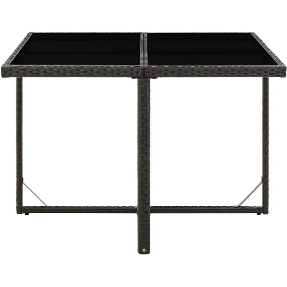 vidaXL Tuintafel 109x107x74 cm poly rattan en glas zwart