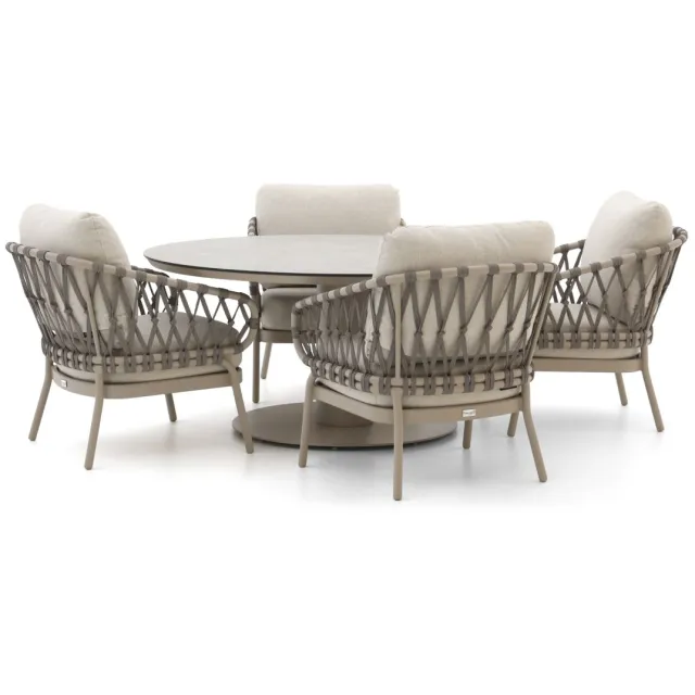 Tierra Outdoor Natal/Moreno ø 150cm low dining tuinset 5-delig Taupe