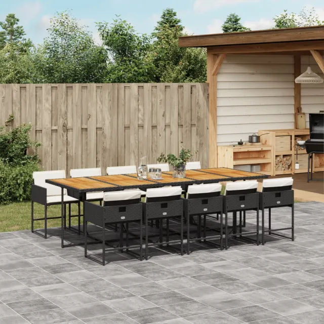 vidaXL 11-delige Tuinset met kussens poly rattan zwart, foto 2