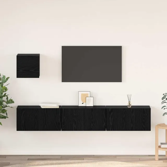 vidaXL Tv-meubelset 4 st Zwart Eiken Bewerkt hout, foto 2