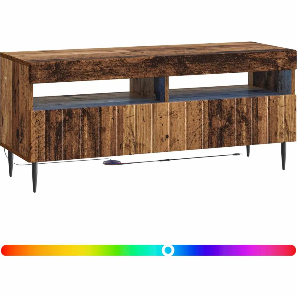 vidaXL LED tv-meubel ZWOLLE 100 x 35 x 43 cm Oud hout Bewerkt hout Bruin