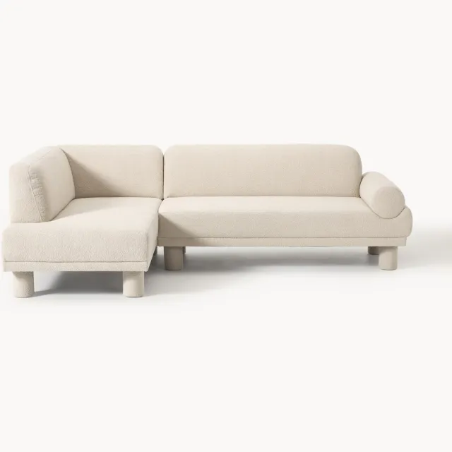 Westwing Collection Bouclé hoekbank Lilo beige