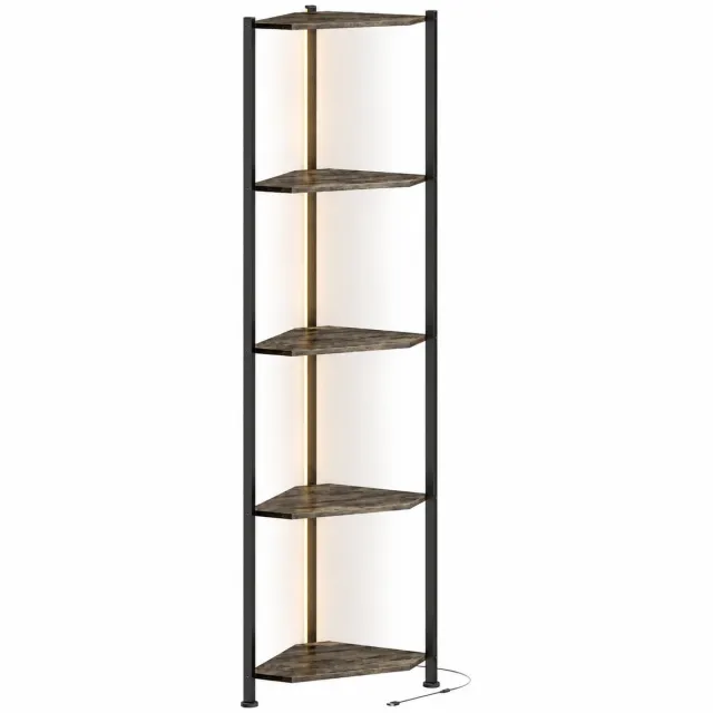 Sello! boekenkast – led-verlichting – 32 × 32 × 147 cm – bruin – zwart