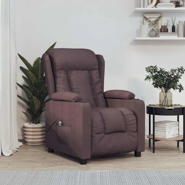 vidaXL Fauteuil verstelbaar elektrisch stof donkerbruin bruin