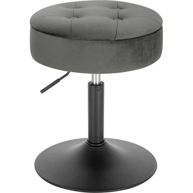 Dripio Mini Barkruk Chandra - Grijs - Set van 1 - Kleine ronde kruk - Met opbergruimte - Keuken - Barstoel - Velvet - Verstelbaar in hoogte - Zithoogte 49-65cm