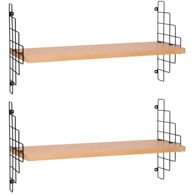 OSTARIA Wandplank Carole - 2x - bruin/zwart - MDF/metaal - 50 cm - muurplank - hangplank