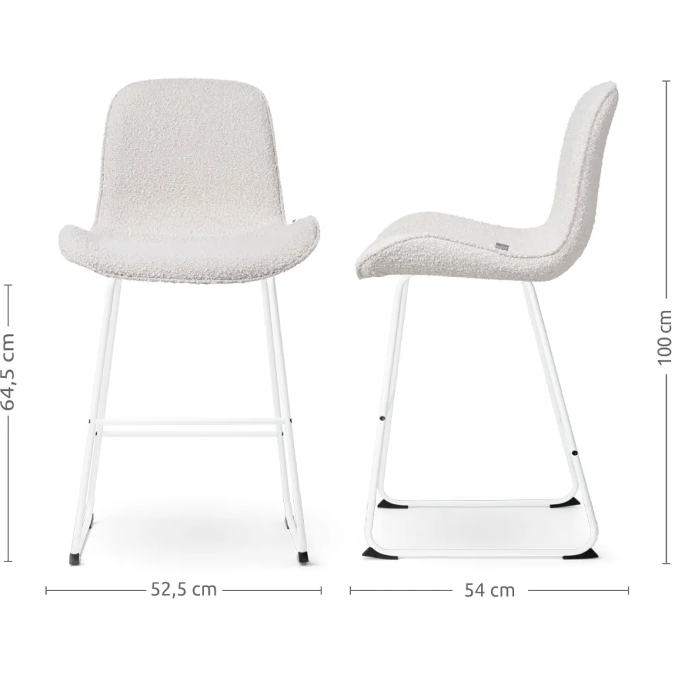 Nolon Nino-Fé barkruk bouclé beige - wit onderstel - 65 cm