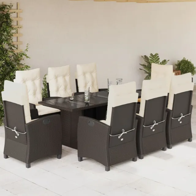 vidaXL 9-delige Tuinset met kussens poly rattan bruin, foto 2