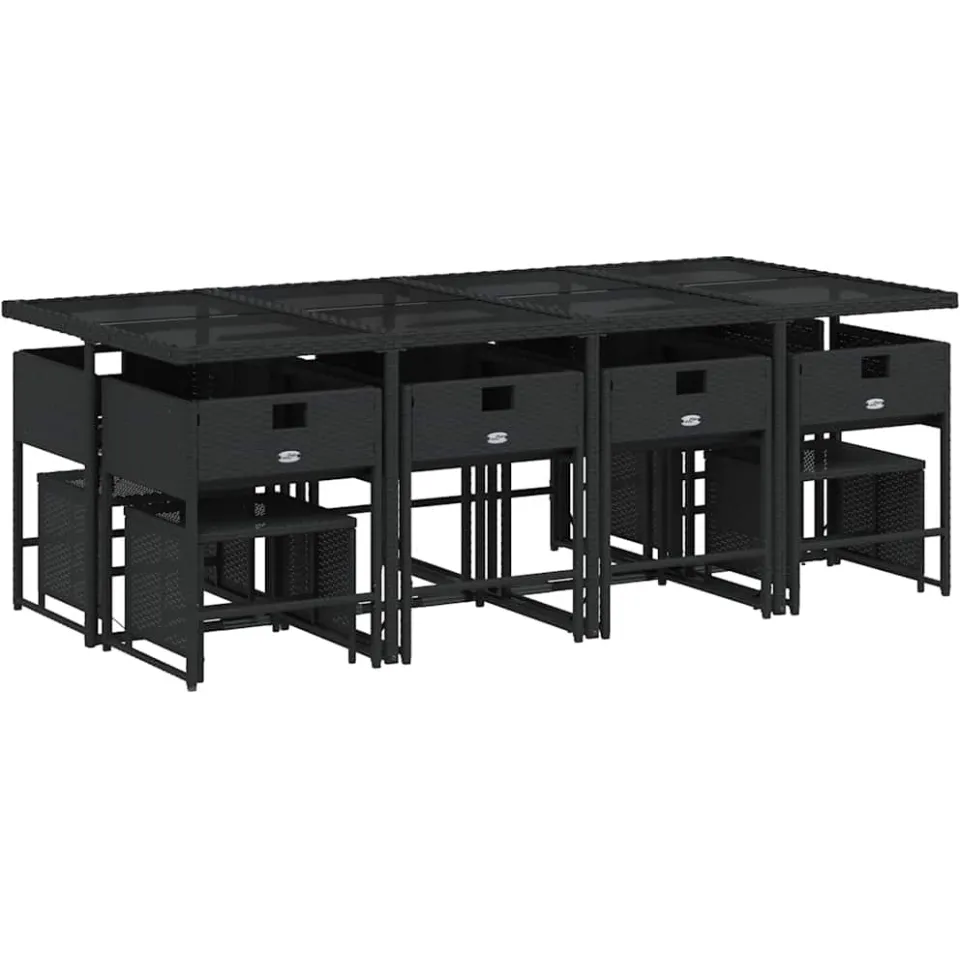 vidaXL 13-delige Tuinset met kussens poly rattan zwart, foto 4