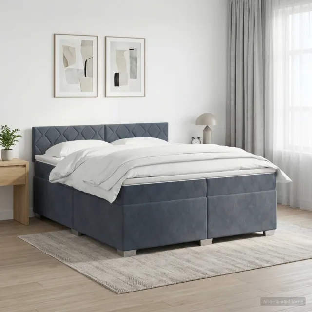 vidaXL Boxspringbed met matras Donkergrijs 200 x 200 cm Fluweel
