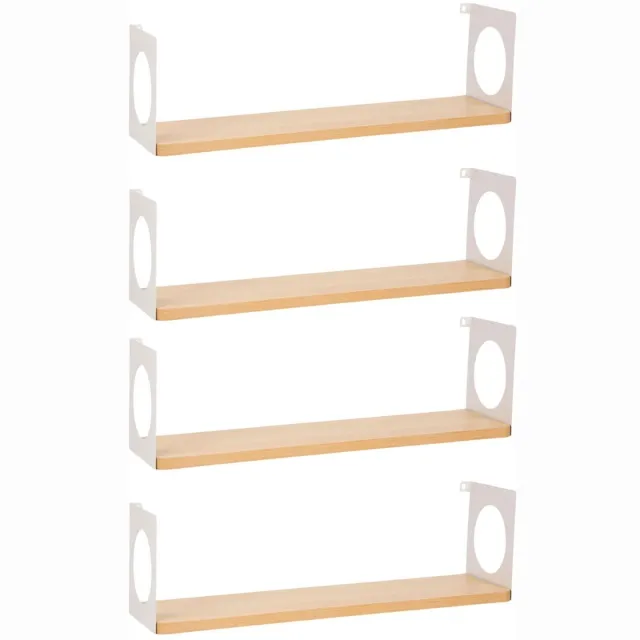 OSTARIA Wandplank Romeo - 4x - hout/wit - MDF/ijzer - 50 cm - boekenplank - hangplank Bruin