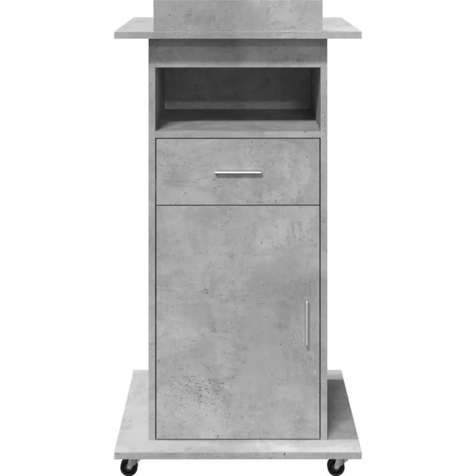 vidaXL Lessenaar met wielen en lade 55x55x107 cm hout betongrijs grijs, foto 4