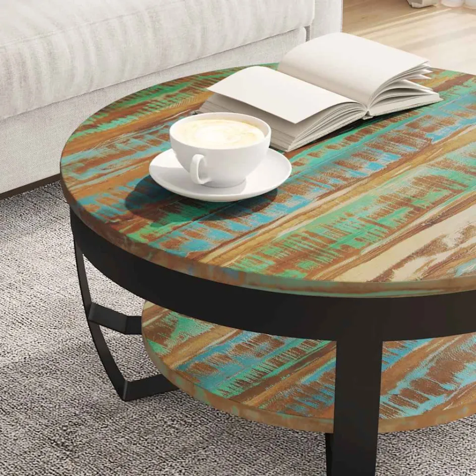 vidaXL Salontafel 65x32 cm massief gerecycled hout meerkleurig, foto 4
