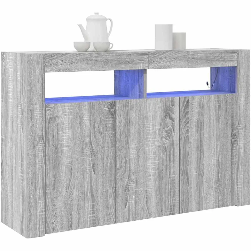vidaXL Dressoir Grijs Sonoma 116 x 30 x 75 cm Bewerkt hout, foto 3