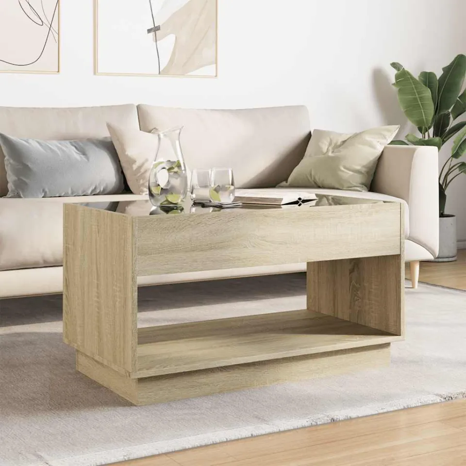 vidaXL Salontafel met Infinity LED 90x50x50 cm sonoma eikenkleurig Bruin