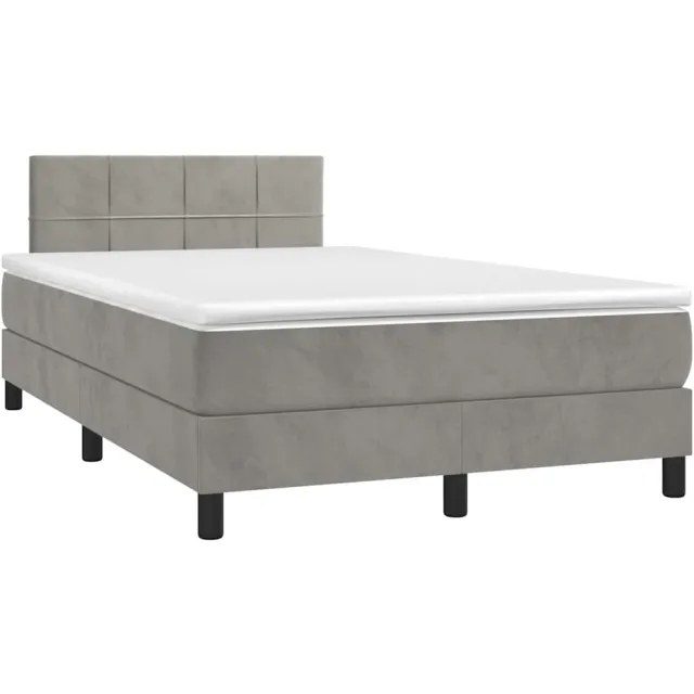 vidaXL Boxspring met matras en LED fluweel lichtgrijs 120x190 cm grijs