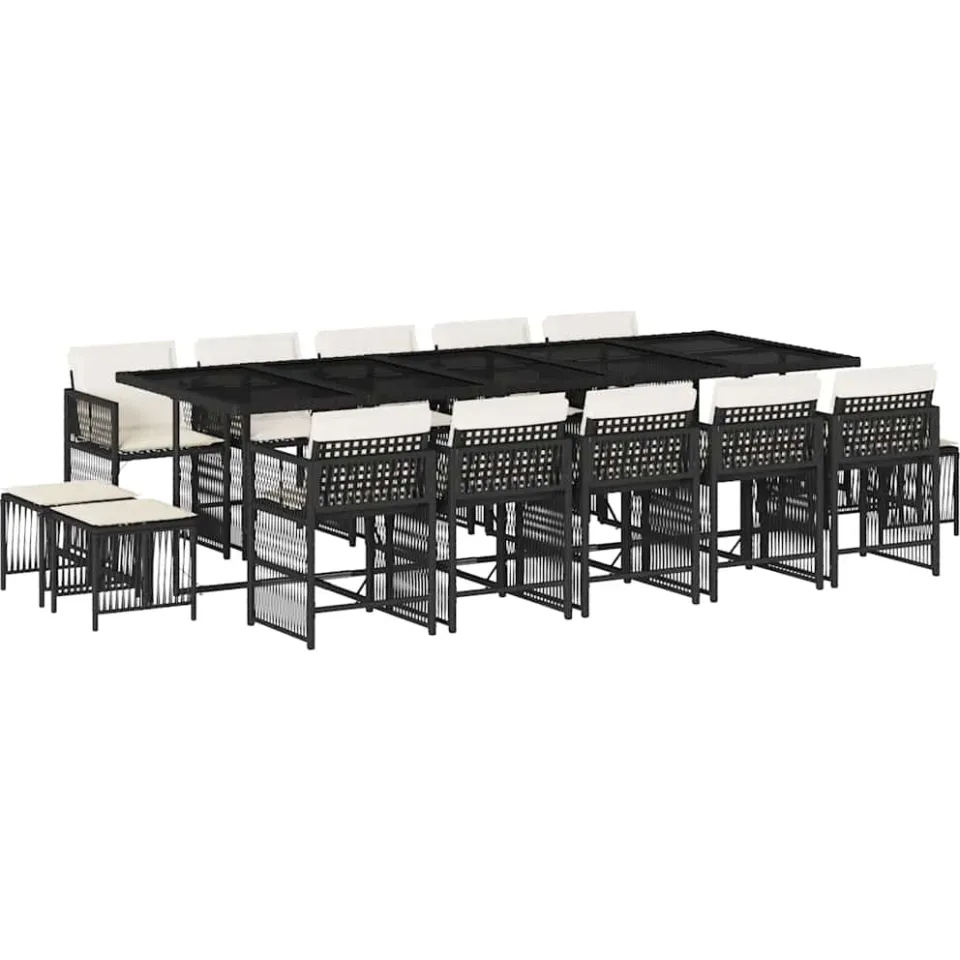 vidaXL 15-delige Tuinset met kussens poly rattan zwart, foto 4
