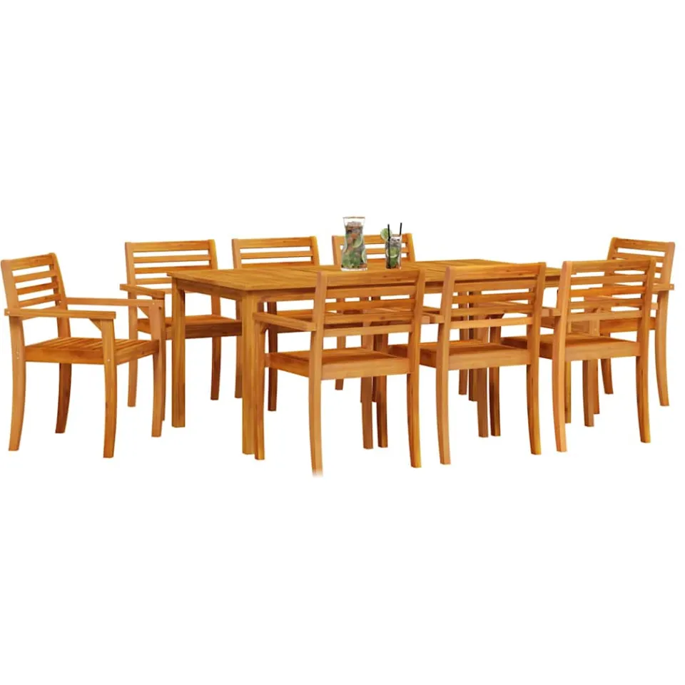 vidaXL Tuin eettafelset 9 st Bruin Massief Acaciahout