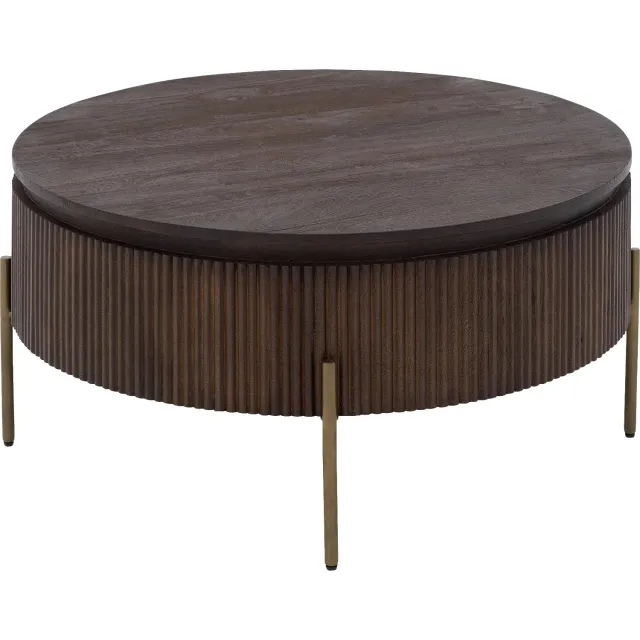 Goossens Salontafel Dagmar - 90 x 45 x 90 - mango - bruin - rond mango bruin soft touch lak