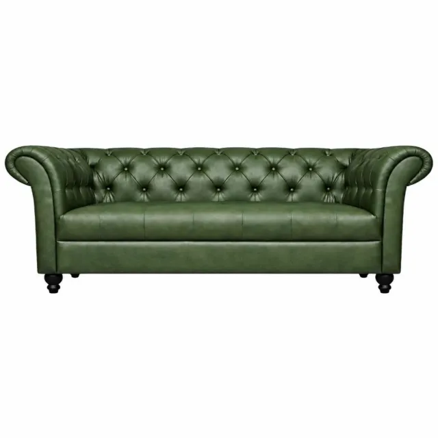 Meubeldistrict Chesterfield Bank 3-Zits - Curve Armleuningen - Groen - Chesterfield - Sofa - Bankstel