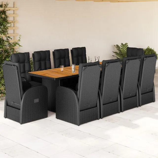 vidaXL 11-delige Tuinset met kussens poly rattan zwart, foto 2