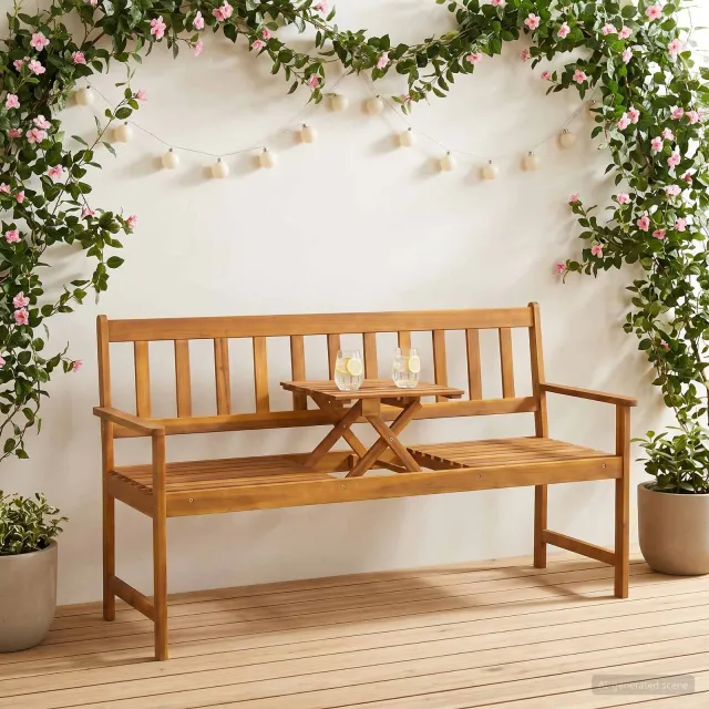 vidaXL Tuinbank 158 x 55 x 89 cm Massief Acaciahout Naturel Bruin