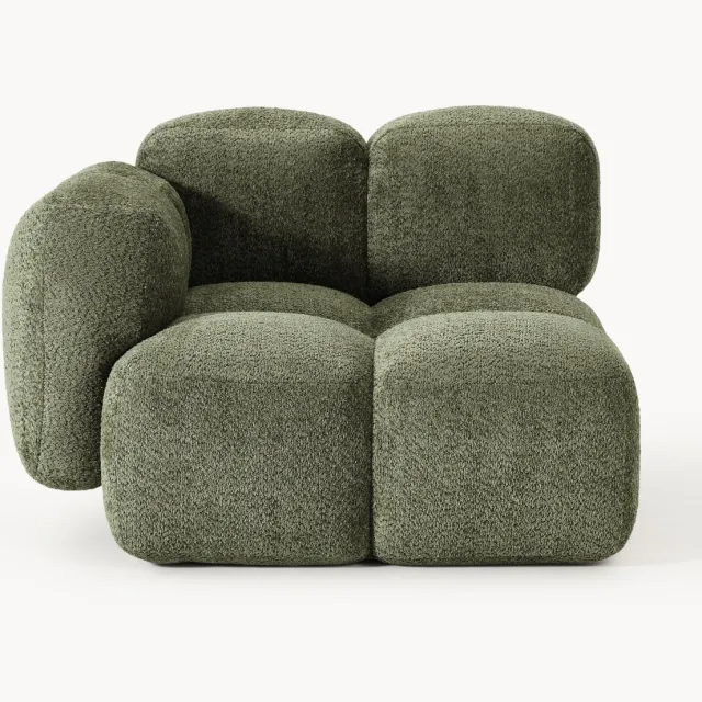 Westwing Collection Hoekmodule Tayla van teddy bouclé Groen
