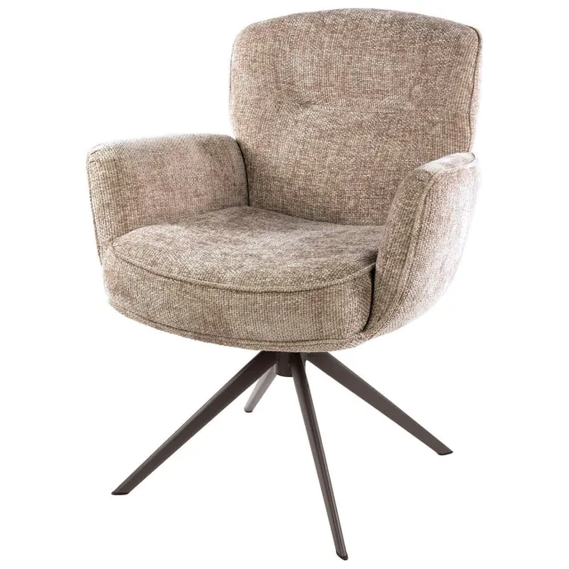 Nest of Nora Set van 2 - Nest of Nora Armstoel Vinja - Draaibaar met chenille - Lichtbruin