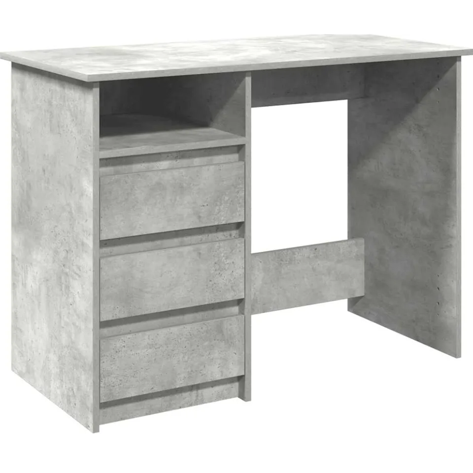 vidaXL Bureau 102x50x75 cm bewerkt hout betongrijs grijs, foto 3