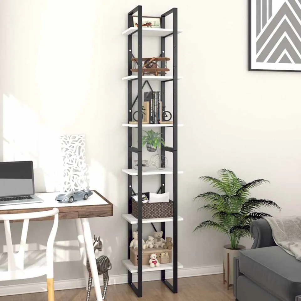 vidaXL Boekenkast met 6 schappen 40x30x210 cm bewerkt hout wit, foto 2