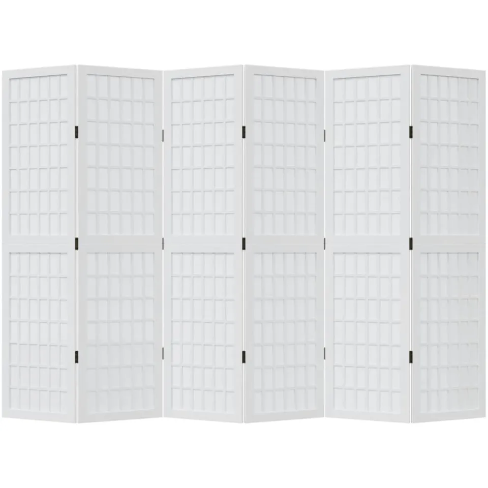 vidaXL Kamerscherm met 6 panelen massief paulowniahout wit, foto 4
