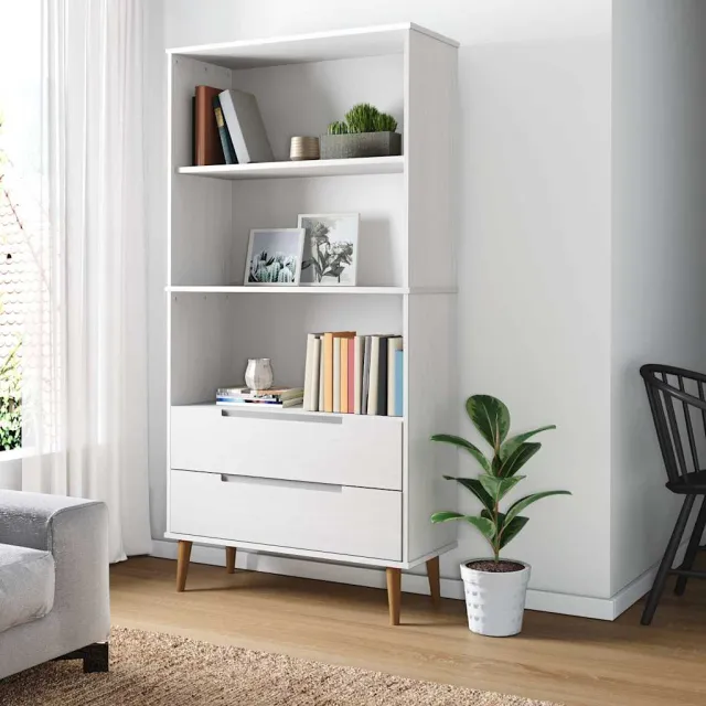 vidaXL Boekenkast MOLDE 85x35x170,5 cm massief grenenhout wit, foto 2