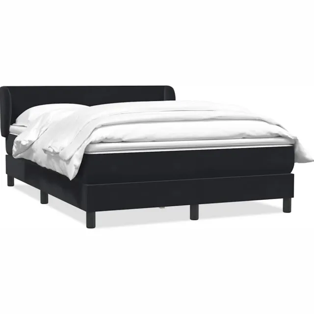 vidaXL Boxspring met matras fluweel zwart 160x210 cm