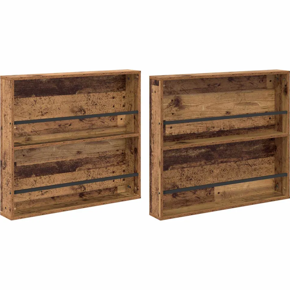 vidaXL Tijdschrift Rek 2 st Oudhout 80 x 12 x 70 cm Bewerkt hout bruin, foto 3
