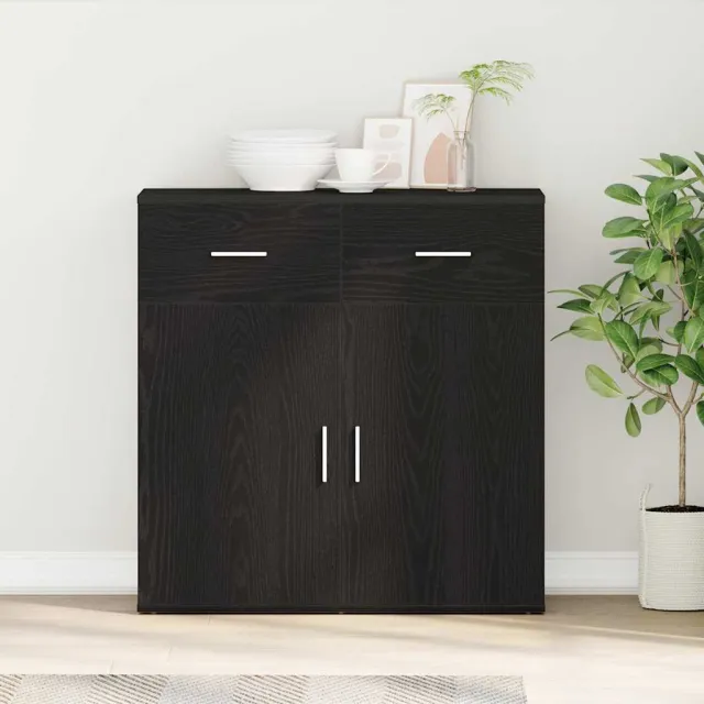 vidaXL Dressoir Zwart Eiken 78 x 38 x 80 cm Bewerkt hout