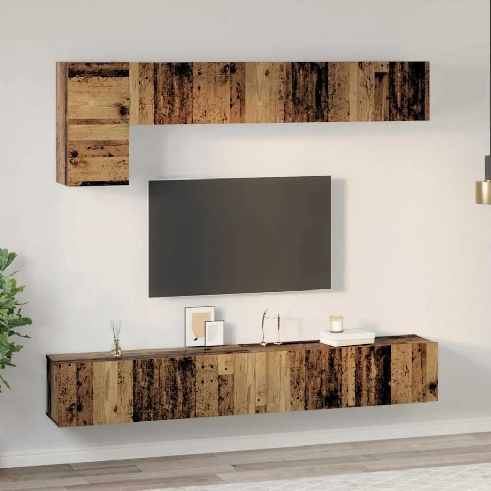 vidaXL Tv-meubelset 5 st 100 x 30 x 30 cm Oud Hout bruin, foto 4