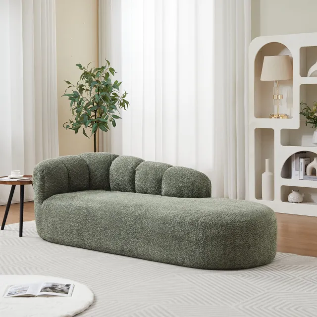 CHICFURN Chaise longue - Zonder armleuningen - Gebogen ontwerp - Groen