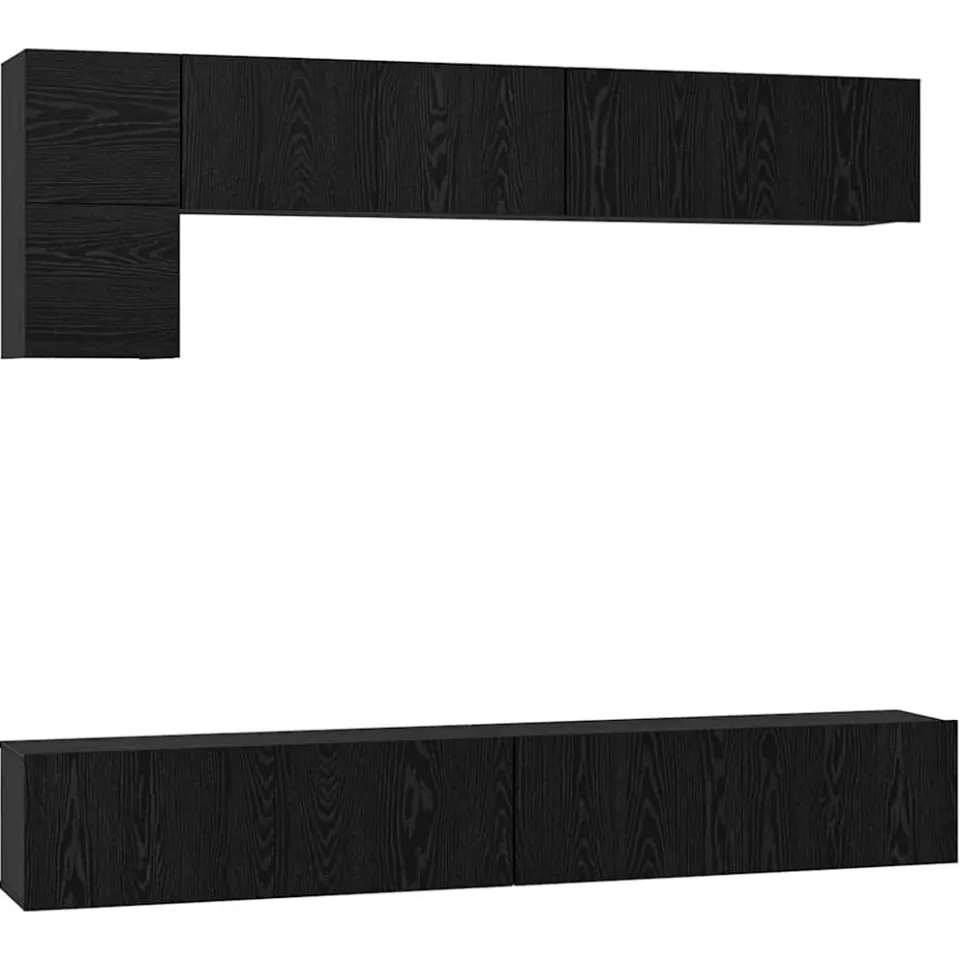vidaXL Tv-meubelset 5 st Zwart Eiken Bewerkt hout, foto 3